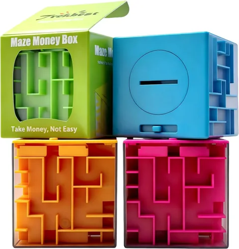 Miniatura 8 de Trekbest, alcancía para dinero con laberinto asombroso; una forma divertida y única de hacer regalos a niños y adultos, Anaranjado