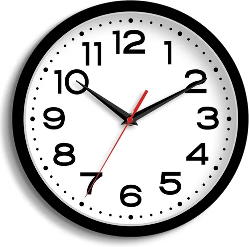 Roymnie Reloj de pared de 12 pulgadas, silencioso, sin tictac, moderno, funciona con pilas, clásico, simple, minimalista, analógico, decorativo para