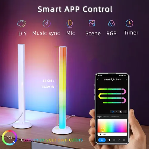 Miniatura 2 de Barra de luz LED inteligente, retroiluminación de TV, iluminación ambiental, compatible con Alexa, barra de luz RGB para habitación con 16 millones