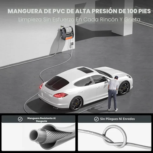 Miniatura 6 de Giraffe Tools Grandfalls Lavadora a Presión Retráctil Pro, Lavadora a Presión Montada en Pared con Motor sin Escobillas de 1800W, Lavadora a Presión
