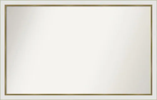 Miniatura 188 de Amanti Art Espejo de baño blanco para sobre el fregadero, 30 x 35 pulgadas, espejo de tocador rectangular estrecho de Eva de oro blanco, marco