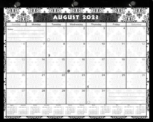 Calendario 2023-2024 para estudiantes de 12 meses de año académico con funda protectora para carpeta de 3 anillas, escritorio o pared, v009 (damasco