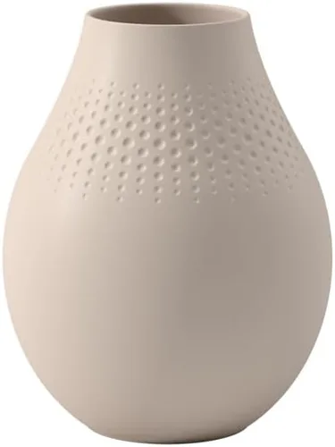 Miniatura 5 de Villeroy & Boch - Fabricación Collier Sand, Florero pequeño Perle, 4.75 in, Porcelana Premium, Beige