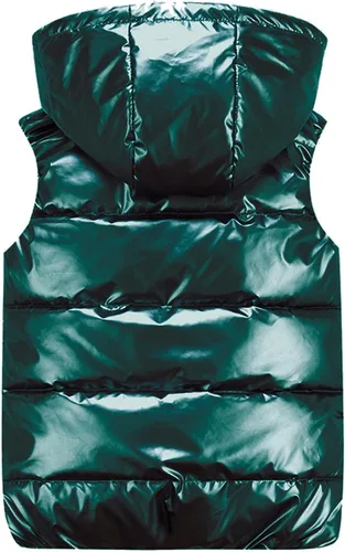 Miniatura 3 de niceone - Chaleco acolchado de cuero para mujer, sin mangas, con cremallera, con capucha, ligero, para invierno, chaqueta