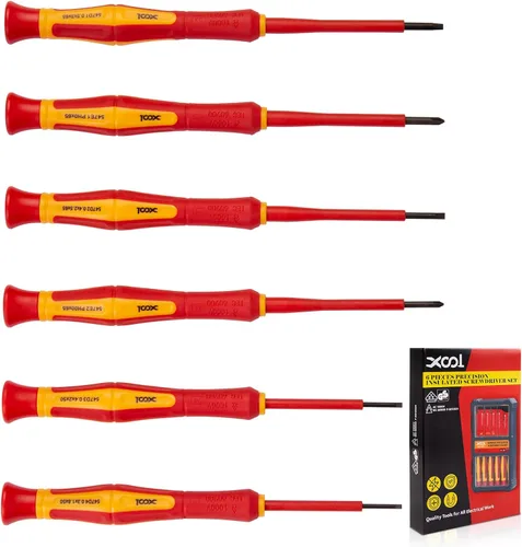 Miniatura 9 de XOOL Juego de destornilladores eléctricos aislados de 1000 V, 8 piezas con puntas magnéticas, mango antideslizante, ranurado y Phillips, acero al