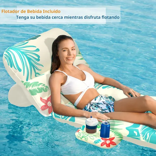 Miniatura 3 de Jasonwell Flotador Inflable de Piscina para Adultos - Flotadores de Piscina Silla Flotante Balsa con Respaldo Ajustable Portavasos Flotador de Agua