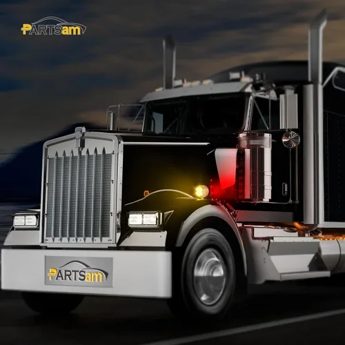 Miniatura 6 de Partsam 2 luces LED de señal de giro de doble cara, color rojo ámbar, luces de pedestal para camiones compatibles con Freightliner Kenworth