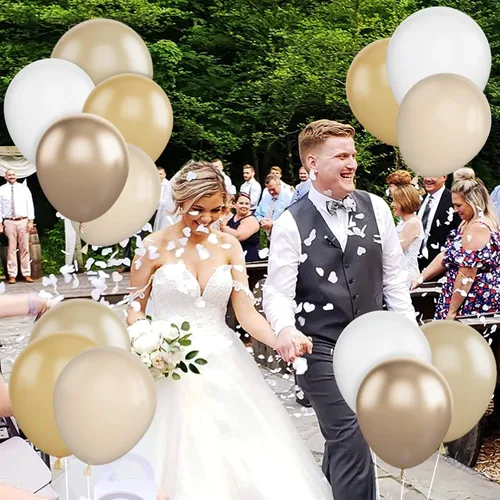 Miniatura 7 de Set de globos de albaricoque, 60 unidades de globos de albaricoque dorado y blanco, globos de látex de albaricoque desnudo de 12 pulgadas, globos