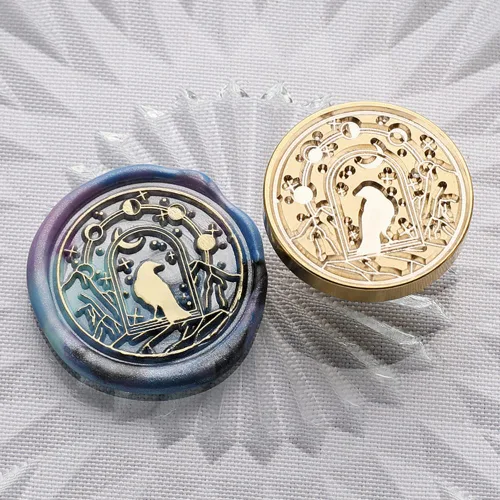 Miniatura 5 de Juego de 4 sellos de cera de animales de estrella, sellos de cuervo, gato, luna para invitaciones de boda, tarjetas de cartas, envoltura de regalo