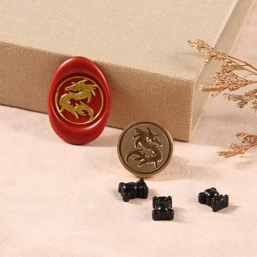 Miniatura 2 de Sello de cera de dragón volador celta antiguo Afobby con cabeza de sello de cera de animal de latón y mango de madera de palisandro, ideal
