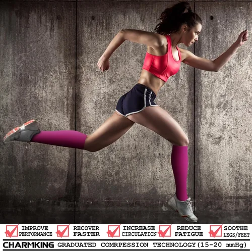 Miniatura 125 de CHARMKING - Calcetines de compresión para mujeres y hombres (3 pares), 15-20 mm Hg, el mejor apoyo para atletismo, running o ciclismo, mejora