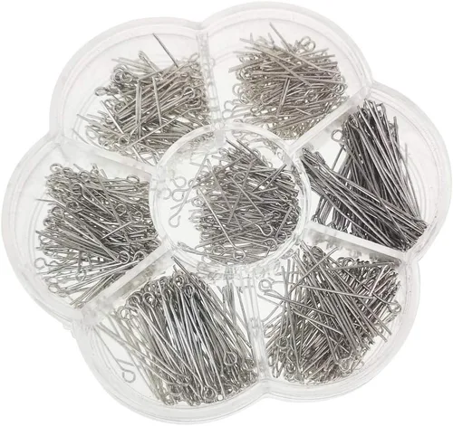 Miniatura 6 de Chenkou Craft 700 piezas surtidas de 7 tamaños surtidos de alfileres para hacer joyas (plata, mezcla)