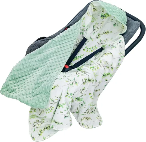 Miracle Baby Manta de asiento de automóvil para bebés, manta de asiento de automóvil Minky Dot para bebés, recién nacidos, niños y niñas (hojas