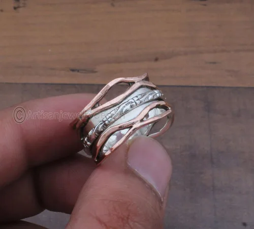 Miniatura 4 de 925 Sterling Silver Ring, Handmade Silver Ring, Everyday Spinner Ring, Spinner Band Ring, Statement Spinner Ring, Spiritual Silver Ring, Spinning