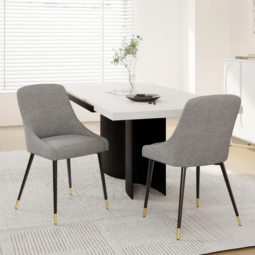 COLAMY LUMA - Juego de 2 sillas de comedor de tela tapizada con patas de metal y cojín acolchado, sillas laterales sin brazos para comedor, cocina,