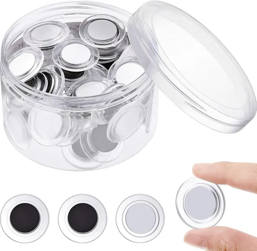 Miniatura 11 de Outus 45 imanes redondos negros para pizarra blanca de 1.2 in, imanes para refrigerador para el regreso a clases, mini nevera, suministros