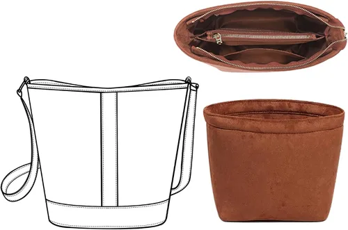 Doxo Organizador de bolso para bolsos, organizador de bolsas de terciopelo con diseño de cremallera, compatible con cubeta pequeña Celine, Triomphe