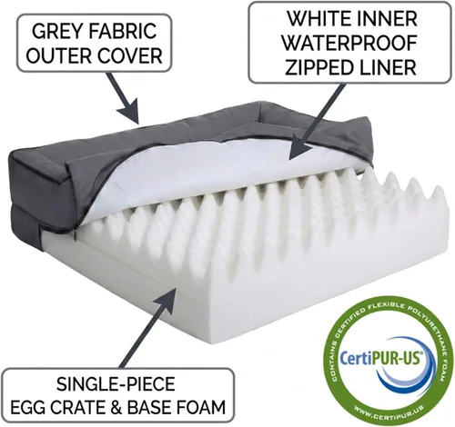 Miniatura 2 de The Dog's Bed - Cama de espuma para perros medianos, Oxford gris, cama para perro lavable con forro impermeable extraíble, base antideslizante
