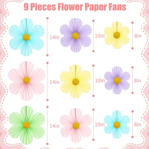 Miniatura 2 de Decoraciones de Fiesta Pastel Decoraciones de Flores de Papel para Pared de Aula Abanicos de Papel Telón de Fondo Floral Decoración de Pared