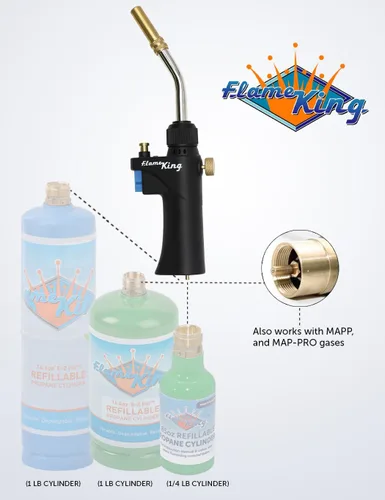 Miniatura 6 de Flame King FK-028CGA Cabeza de Antorcha de Propano de Alta Intensidad para Soldadura, Brasado, Fontanería, Iluminación de Carbón/Fogatas, Compatible