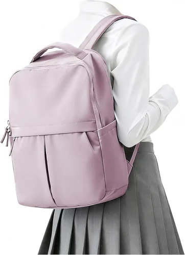Miniatura 13 de Mochila pequeña para laptop para mujer, bolsa de computadora de 14 pulgadas con bolsillo trasero antirrobo oculto, mochila de viaje ligera