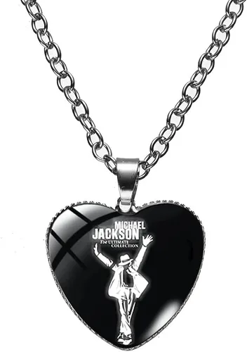 Miniatura 4 de XCFS 5 unids un conjunto de plata 925 plata plata corazón forma encanto MJ colgantes Michael Jackson ejército etiqueta cinco piezas collares