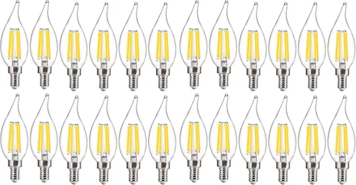 Miniatura 17 de FLSNT Bombillas LED para candelabro CA11 E12, bombillas LED regulables, equivalente a 40 W, luz blanca cálida de 2200 K, 330 lm, acabado de vidrio