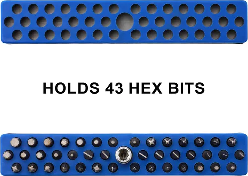 Miniatura 4 de Mayouko 6 soportes magnéticos hexagonales de 1/4 pulgadas, 258 agujeros, soporte para brocas de 1/4 pulgadas, 6 estantes, soporte magnético