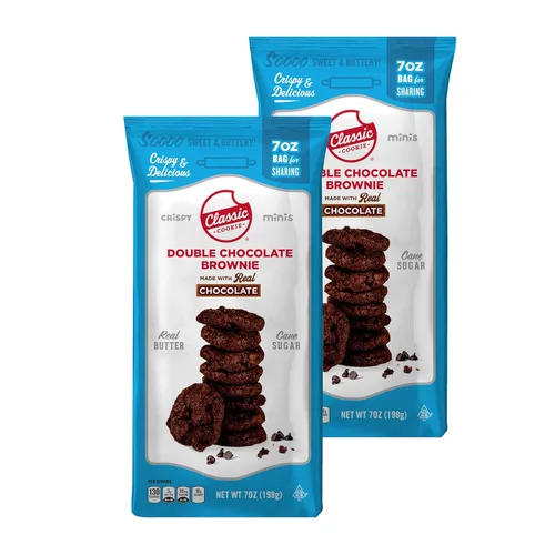 Classic Cookie, Mini galletas crujientes, brownie de chocolate doble de 7 onzas, 2 bolsas