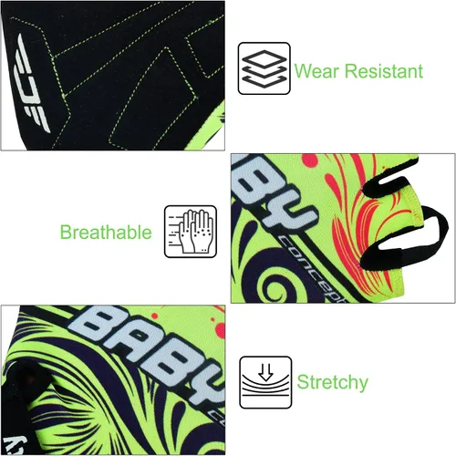 Miniatura 4 de Guantes de ciclismo para niños con relleno de gel que absorbe los golpes, guantes de ciclismo antideslizantes de medio dedo para niños y niñas