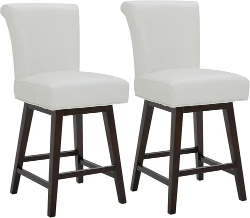 Miniatura 11 de CHITA Taburete giratorio de 26 pulgadas con altura de mostrador, taburete de bar tapizado moderno con respaldo certificado FSC de cuero sintético