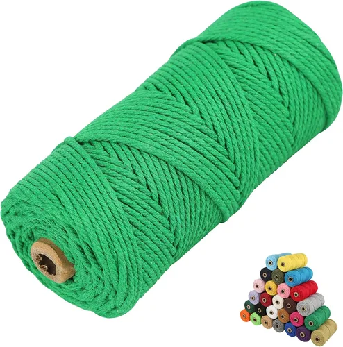 Miniatura 14 de Cordón de algodón para macramé, hilo torcido de 4 capas, cuerda de algodón natural, suministros perfectos de macramé, para hacer soportes colgantes
