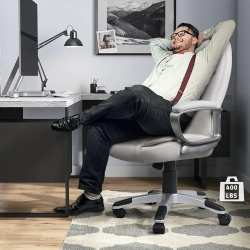 Miniatura 2 de LEMBERI Silla de escritorio de oficina, silla ejecutiva gerencial grande y alta, silla de computadora con respaldo alto, sillas ergonómicas de piel