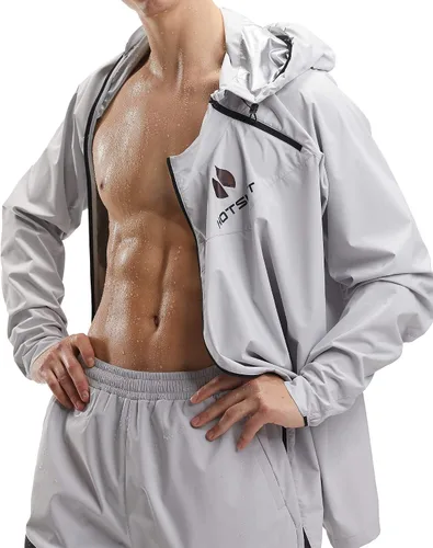 Miniatura 7 de HOTSUIT Chaqueta de sudor de traje de sauna para hombre de alta tecnología para fitness, logotipo sensible a la temperatura, lavable a máquina
