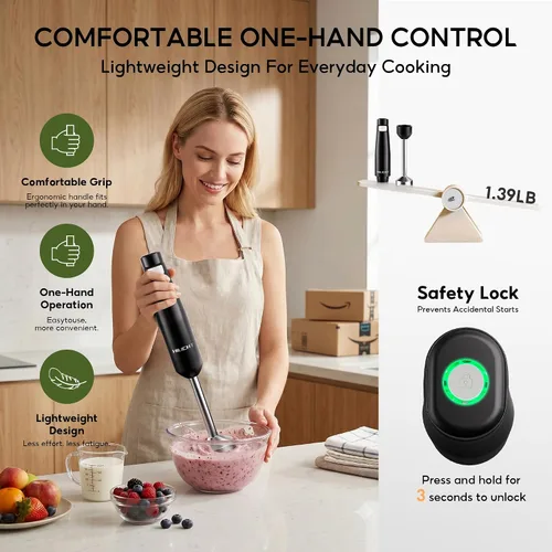 Miniatura 7 de Batidora de inmersión inalámbrica con cargador, batidora de mano recargable, licuadora de barra 3 en 1 con batidor y espumador de leche, velocidad