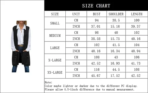 Miniatura 7 de GeGekoko Long Vest for Women Sleeveless Lightweight Open Front Cardigans Ribbed Knit Outwear with Pockets