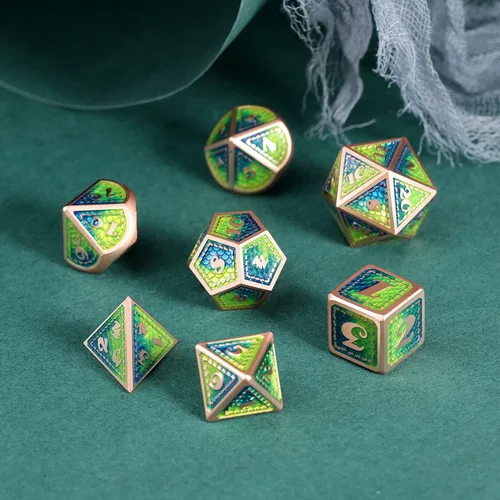 Miniatura 2 de DNDND - Juego de dados metálicos para DND con estuche de metal de regalo, 7 piezas de dados metálicos de Calabozos y Dragones para juego DND