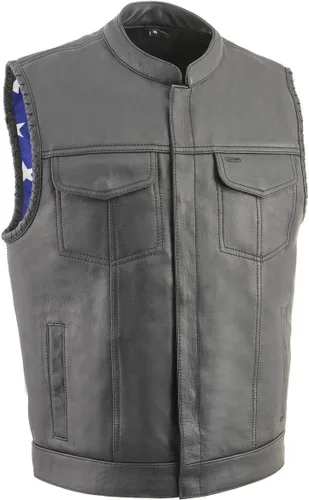 Milwaukee Leather Men's Club Style Motorcycle Vest -Premium Leather, Dual Closure, CCW Pockets, Patch-Ready Back