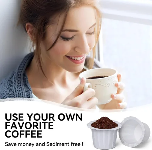 Miniatura 6 de 100 unidades de filtros de café K Cup desechables Fanativita para taza única Keurig, compatibles con todas las K Cup reutilizables (blanco)