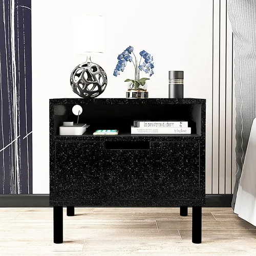 Miniatura 7 de Kitico Papel tapiz negro con purpurina de 17.7 x 78.7 pulgadas, autoadhesivo para despegar y pegar, decoración decorativa de bricolaje