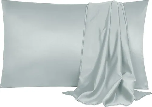 Miniatura 14 de uxcell Paquete de 2 fundas de almohada de satén de seda para cabello y piel, frescas, sedosas, suaves y transpirables, tamaño estándar de 20 x 26