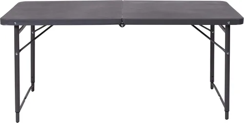 Miniatura 4 de EMMA + OLIVER Mesa plegable de plástico gris oscuro biplegable de altura ajustable de 4 pies con asa