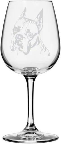 Miniatura 360 de Copa de vino de 12.75 onzas con diseño de perro grabado