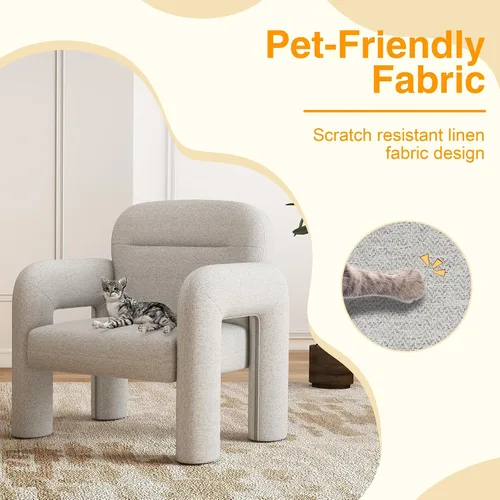 Miniatura 3 de LSSPAID Sillas decorativas, sillones tapizados de tela de línea moderna, cómoda silla de lectura para ocio, sillón individual esponjoso para sala