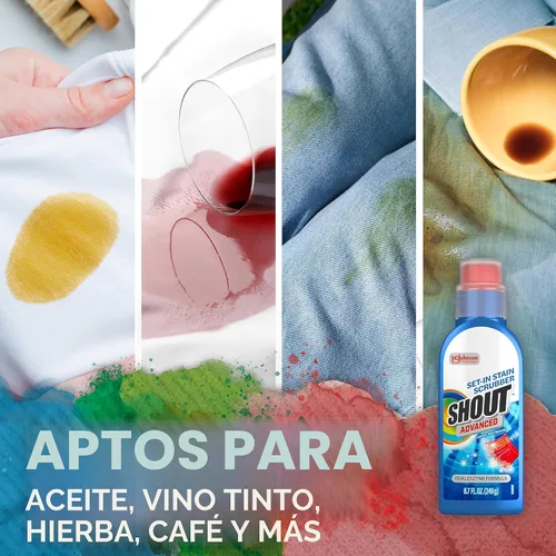 Miniatura 5 de Shout Gel removedor de manchas avanzado para ropa sucia, gel ultra concentrado con cepillo limpiador integrado para manchas profundas, 8.7 onzas