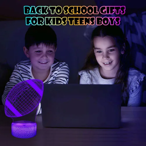 Miniatura 6 de Lámpara de ilusión 3D de fútbol, luz nocturna, 7 colores, cambio gradual automático, luces LED alimentadas por USB, regalos para niños