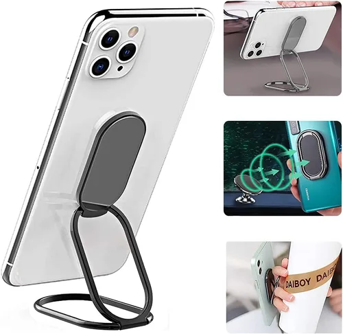 Soporte de anillo para teléfono celular, soporte de dedo plegable con rotación de 360° para escritorio, escritorio de oficina, soporte magnético