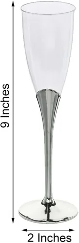 Miniatura 3 de Efavormart - Juego de 6 copas de champán de plástico plateado de 5 onzas con base desmontable, elegantes vasos desechables para recepciones