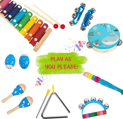 Miniatura 3 de Juego de instrumentos musicales de madera para niños pequeños de 1 a 3 años, instrumentos de percusión de madera natural, juego de regalo