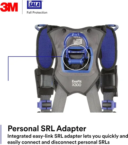 Miniatura 8 de 3M 1113705 DBI-SALA ExoFit X300 Arnés de seguridad para escalada/posicionamiento/rescate Protección contra caídas, OSHA, ANSI, espalda, cadera